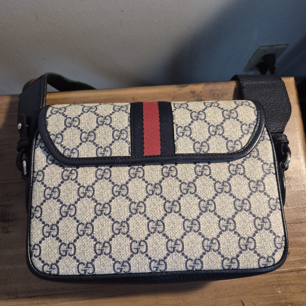 Authentic Gucci Ophidia Small Shoulder Crossbody Navy Handbag EUC HTF - Picture 3 of 16